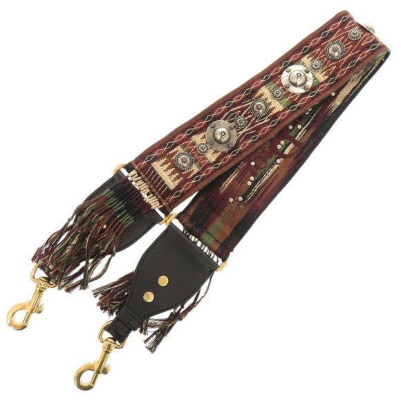 Christian Dior Medallion Shoulder Strap, Canvas/Leather, Red, 0490